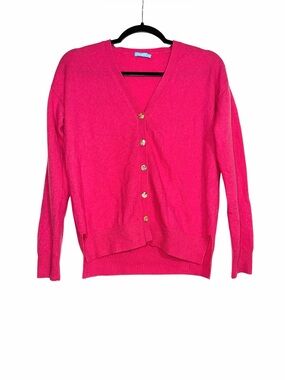 J. McLaughlin Cashmere Hot Pink V-Neck Button Knit Cardigan XS